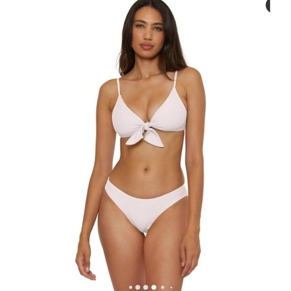 BECCA Womens White Bikini Top/Bottoms Set Swim Suit Small NEW